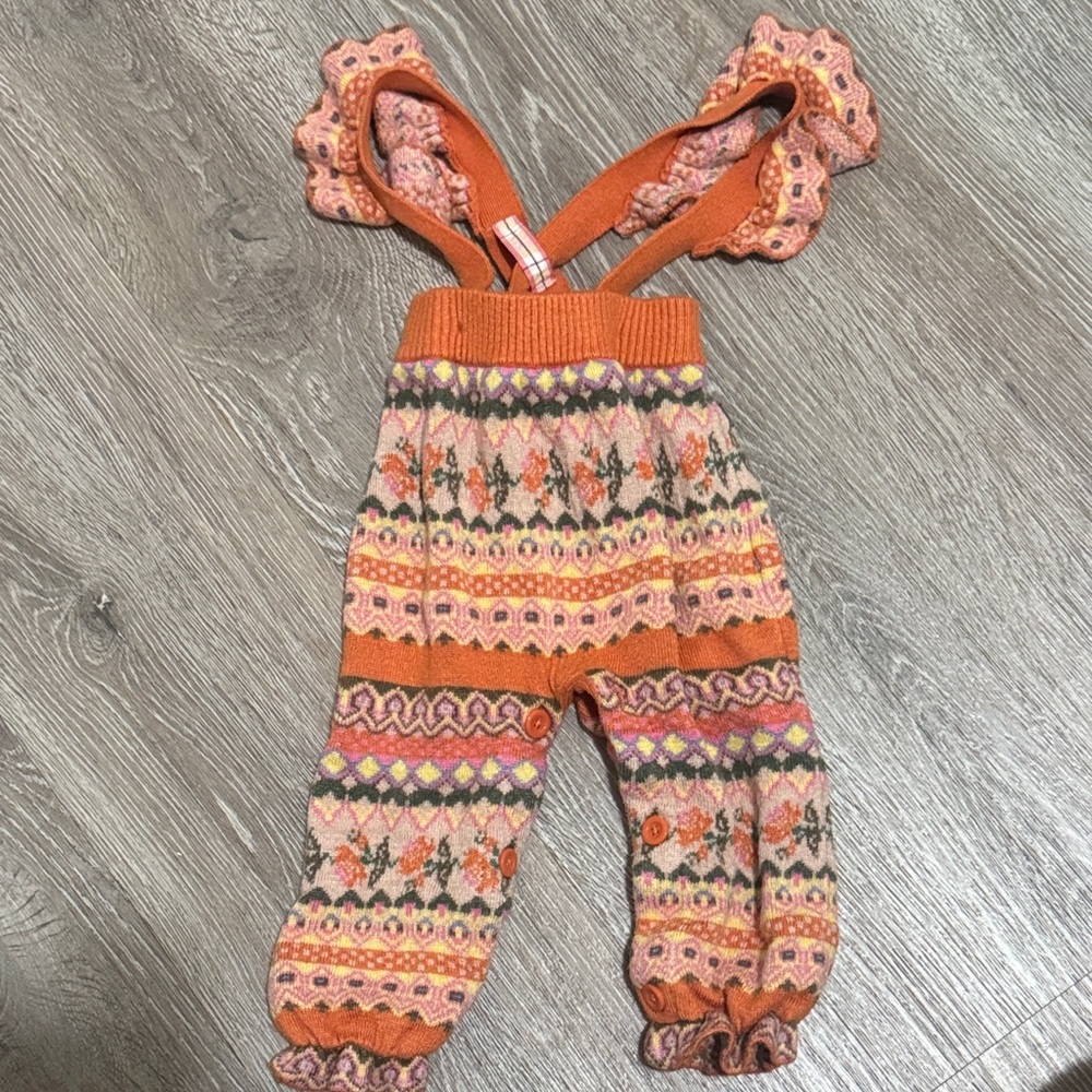 Matilda Jane Orange and Pink Knit Overalls
